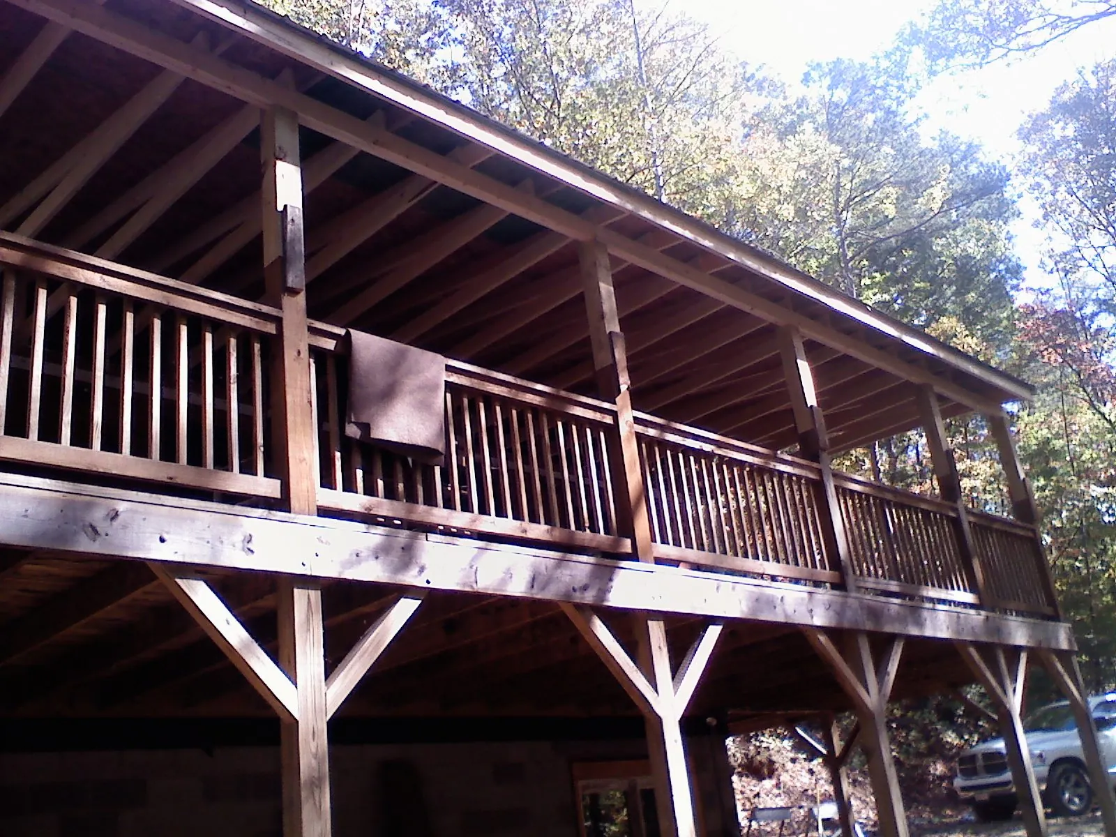Timber framing under a new elevated porch and deck — Roof Leak Repair in Fairborn by Roofing Brothers